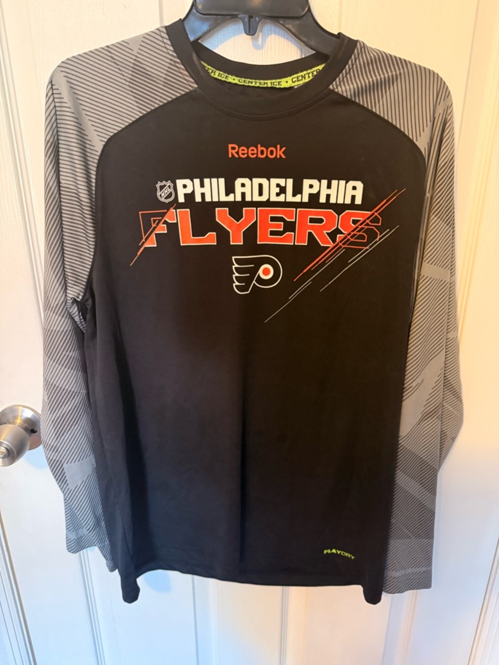 Reebok Philadelphia Flyers Black & Orange Long-Sleeve Performance Shirt